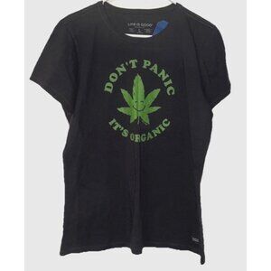 Life is Good  - Don't Panic It's Organic Womens Dark Gray T-Shirt Size Large